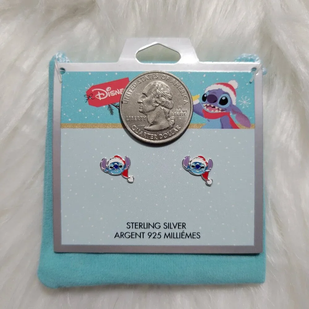 Disney Stitch Sterling Silver Christmas Stud Earrings
